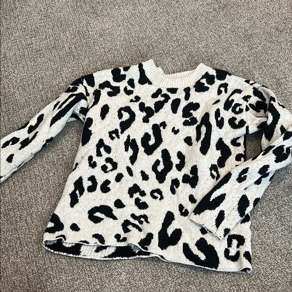 Something Navy Black and White Crew Neck Sweater